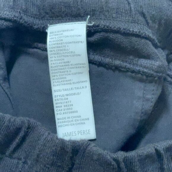 STANDARD JAMES PERSE Black Gray Slouchy Cotton Twill Track Pants Womens Size 2/M - Picture 4 of 7